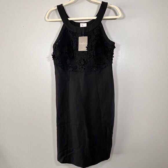 Anthropologie Dresses & Skirts - ANTHROPOLOGIE 9-hi5 stcl black Halter Empire Waist Lace Neck Lined shift dress 4